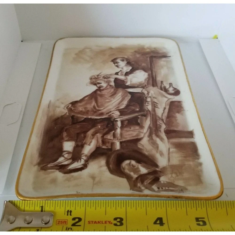 CFH Limoges Painted Scene Barber Vanity Tray